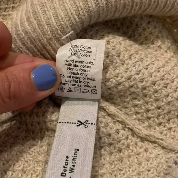 Madewell Button Back‎ Sweater L Cotton Knit Beige - Image 5