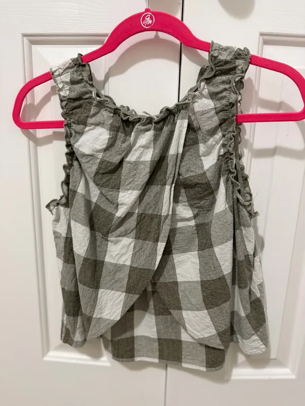 Easel Gingham Ruffle Trim Tank Top - Image 3