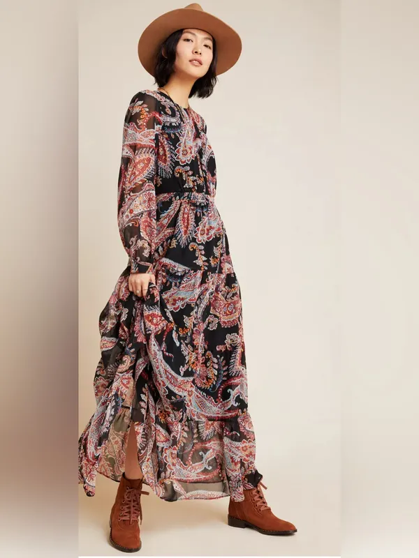 Anthropologie Paisley Maxi Dress 12 - Image 4