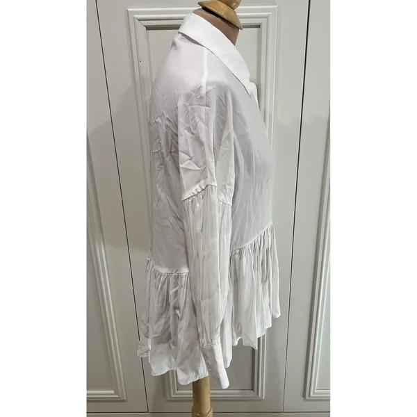A Mente Women's White High Low‎ Blouse Size Small Peasant Poet Victorian - Image 5