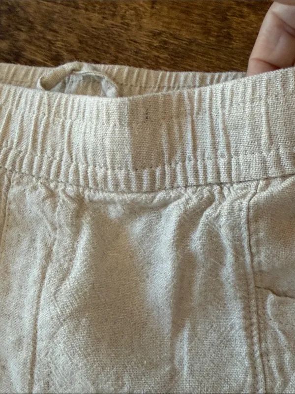 OLD NAVY High-Rise Cotton Linen Blend Casual Elastic Waist Cream Shorts M Boho - Image 3