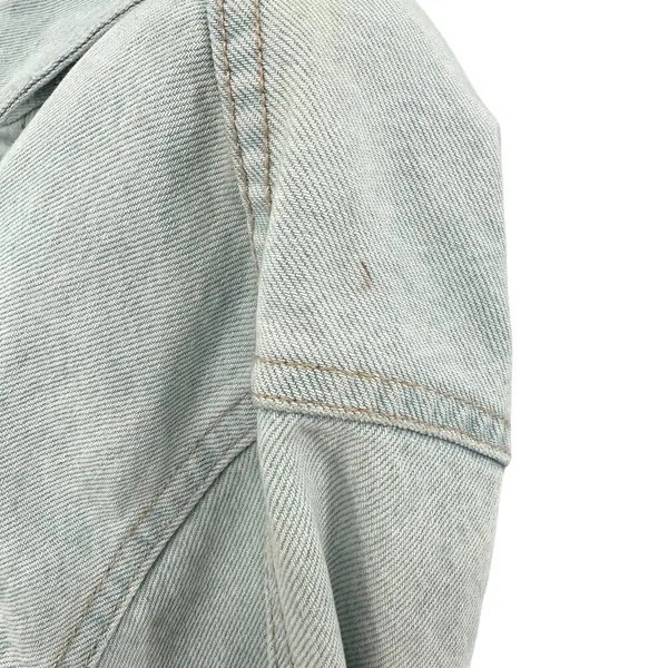 Zara Denim Short Mini Dress Light Wash Blue Long Sleeves Coverall Size Large‎ - Image 7
