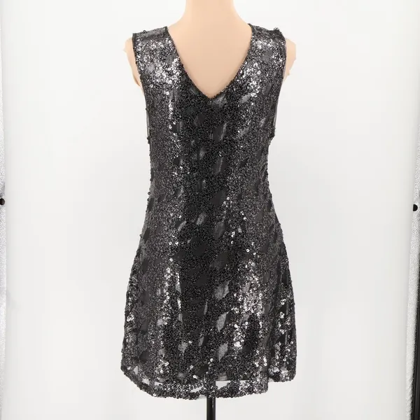 Express Sequin Metallic Cocktail Mini Dress Womens Party 2010s Glam‎ Hoco Club Size L - Image 5