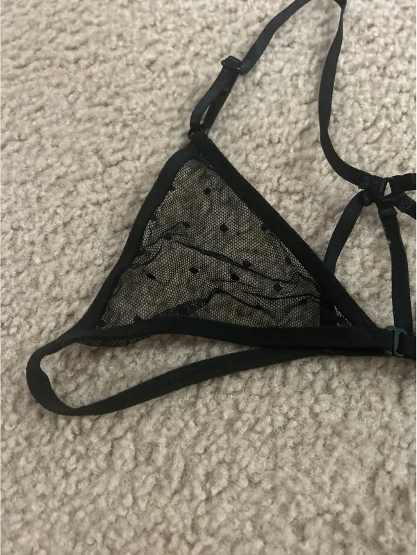 C703 bra medium black top see thru black cute bralette - Image 2