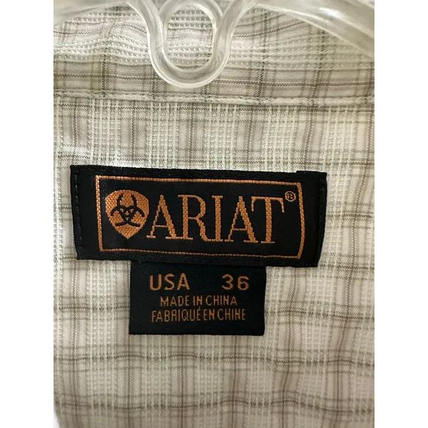 Ariat Women’s Buttondown Green Cream Plaid Shirt Western Horse Riding Top 36 M ! - Image 6