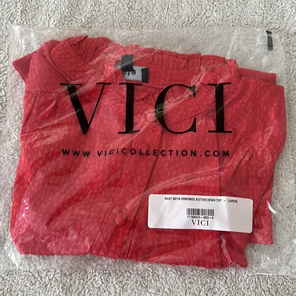 VICI | Riley Satin Embossed Button Down Top - Image 5
