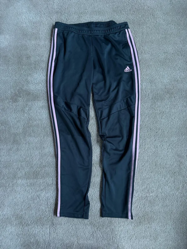 Adidas Black & Pink 3-Stripe Track Pants – Size Large - Image 2