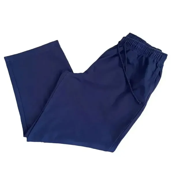 Karen Scott Sport Navy High Rise Wide Leg Pull On Lounge Athleisure Pants SZ L - Image 6