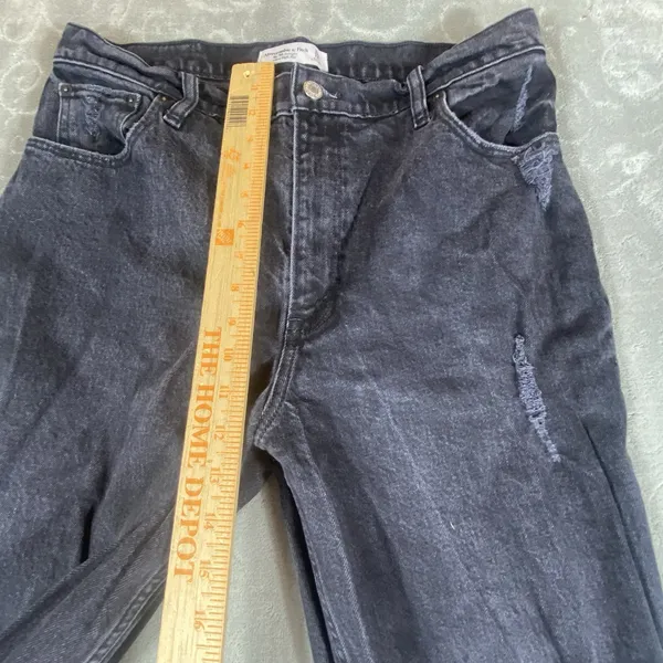 Abercrombie & Fitch 90s Straight Jeans‎ Womens 12/31 Ultra High Rise Rips Fringe - Image 9