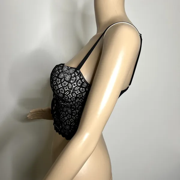 Victoria's Secret Black Lace Bustier Corset Demi Bra Top - Image 2