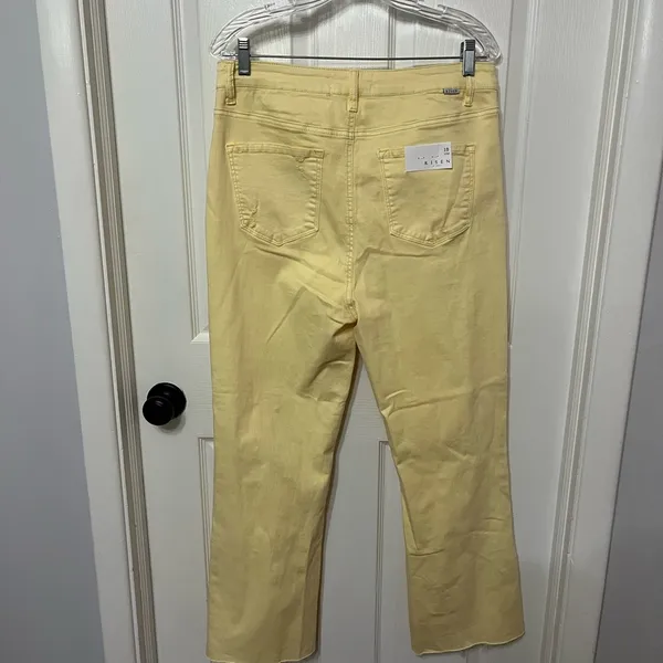 RISEN: PALE YELLOW‎ High Rise button fly distressed Ankle Straight Pant 32! - Image 6