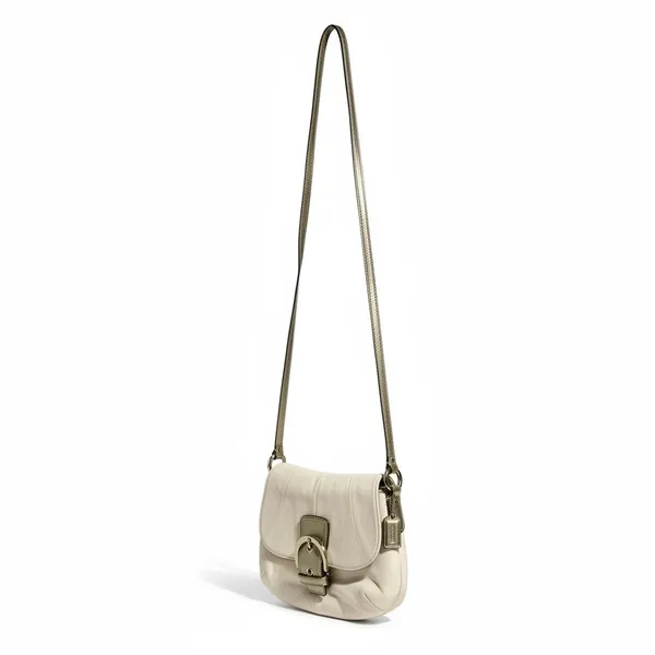 Coach Cream Leather Flap Buckle Crossbody Bag‎ Gold Accents - Image 9
