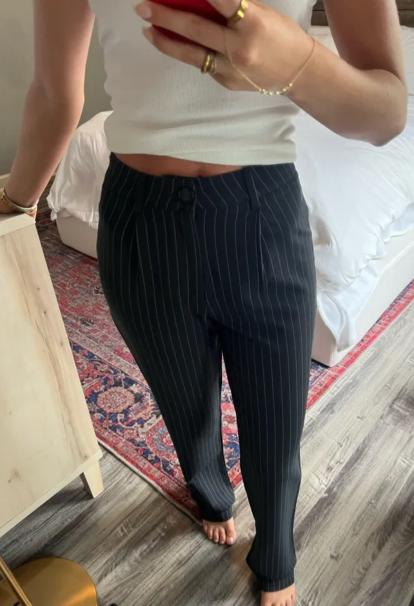 princess polly navy & white stripped trousers - Image 2