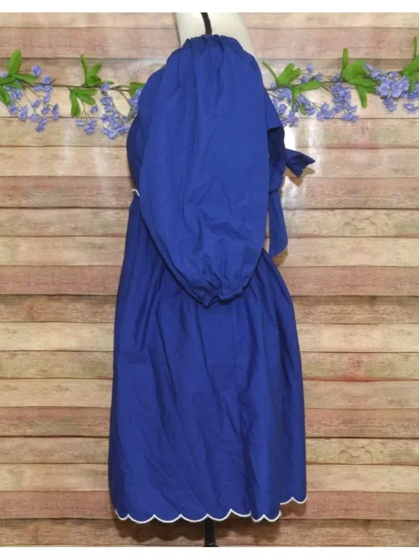 NWT Anthropologie Forever That Girl Mimi Size M Blue Scalloped Mini Sun Dress - Image 8