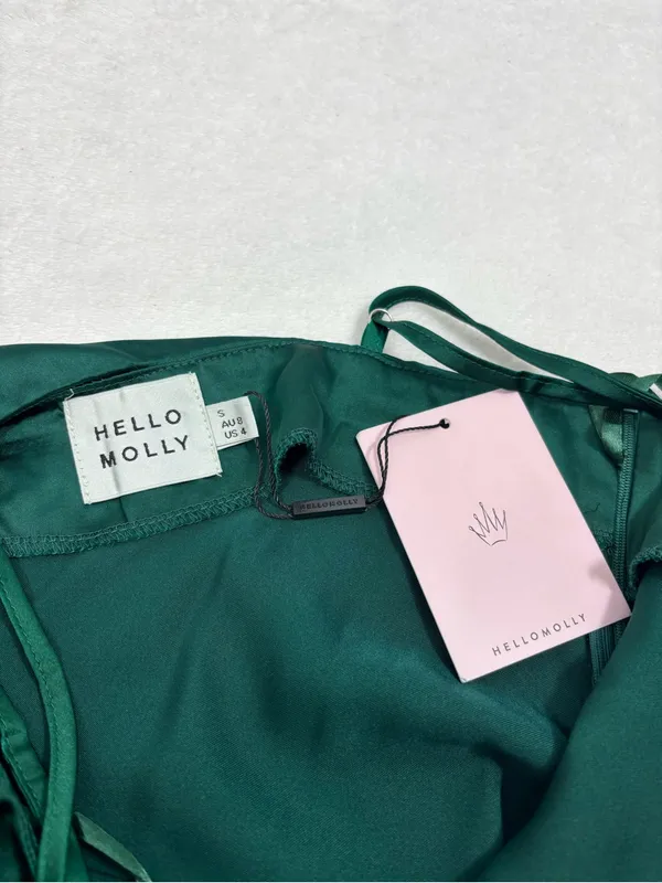 Hello Molly Deep Green Satin Cowl Mini Slip Dress Forest green - Image 5