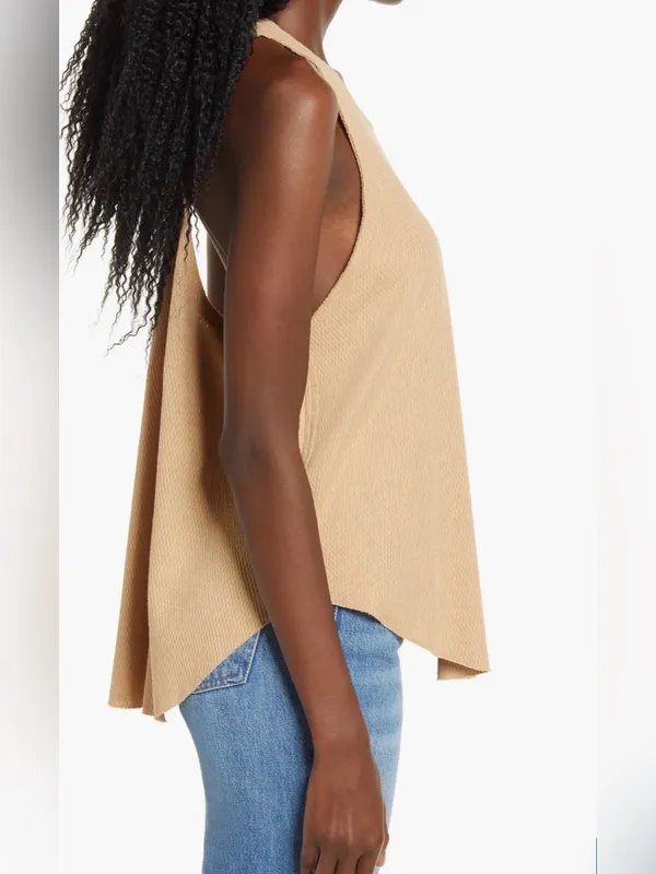 Free People We the Free Neutral Cottage Core Cool It Thermal Knit Tank- medium - Image 4