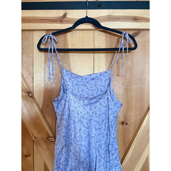 Zara Satin Straight Neck Mini Dress Lilac Floral Whimsical Fairycore Y2K Medium - Image 5