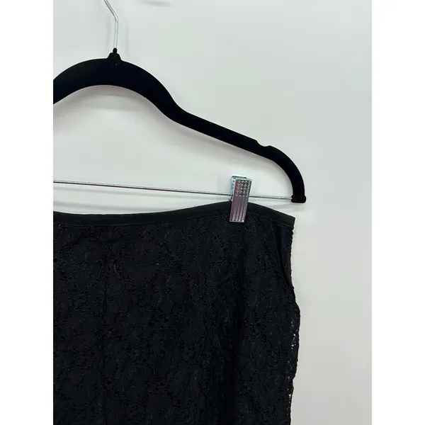 Jaclyn Smith Black Floral‎ Whimsigoth Y2K Coquette Lace Pencil Skirt Sz L Dark Romantic - Image 5