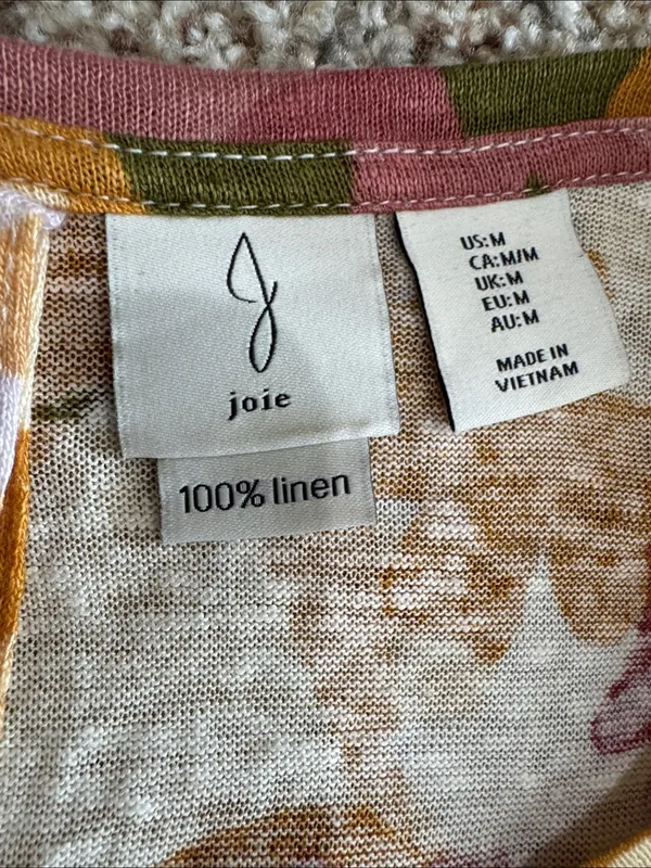 Joie 100% linen Floral Multi Color tee cap sleeves - Image 5