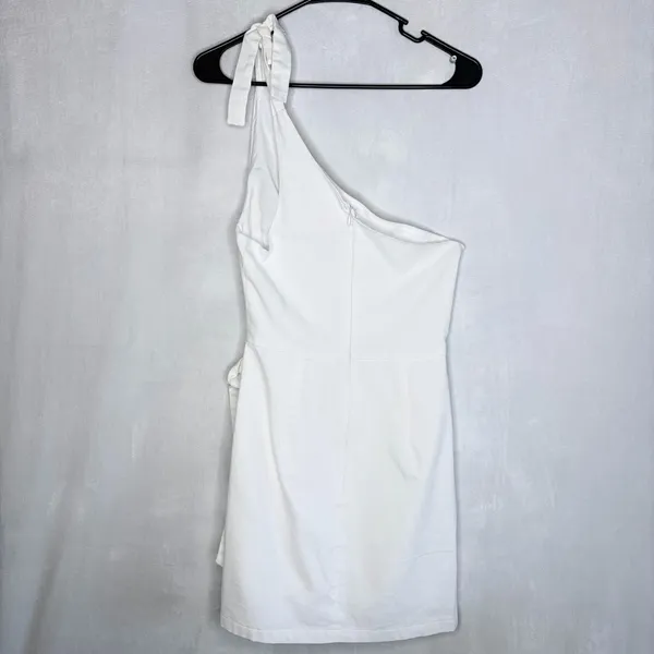 Showpo. White Linen Blend Mini Dress - Image 9