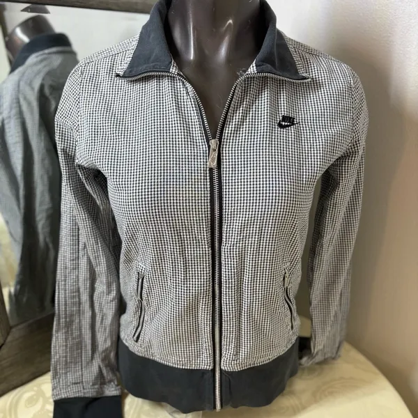 Vintage 90’s Nike Black and White Bomber Jacket with Stand-Up Collar - Image 12