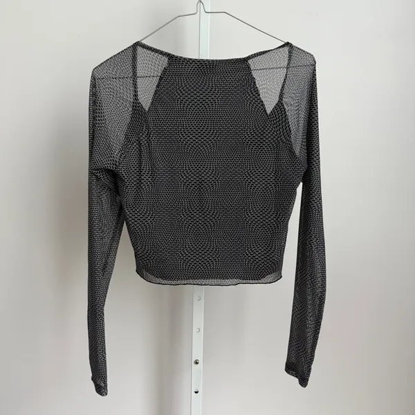 Cotton On Y2K baby Tee‎ cropped Mesh Button Up Crop Top Gray size M - Image 6