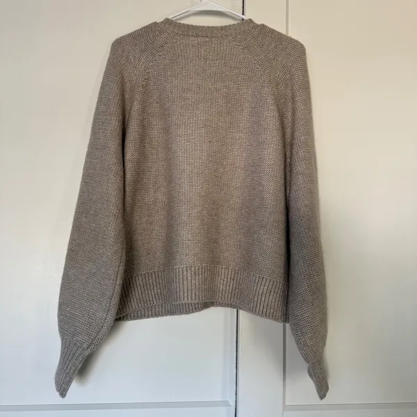 NWT Aerie Pointelle Bow Cardigan Sweater Tan Oatmeal size small - Image 3