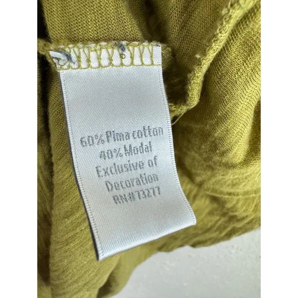 Grayson Womens Chartreuse Green‎ Pima Cotton Modal Rosette Fringe Top Medium - Image 5