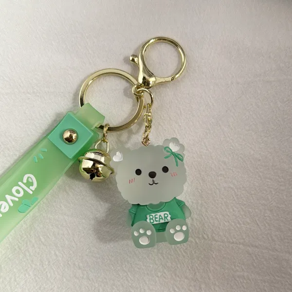 Teddy Bear Car Keychain Bell Keychain Charm Bag Charm Couple Gifts - Image 2