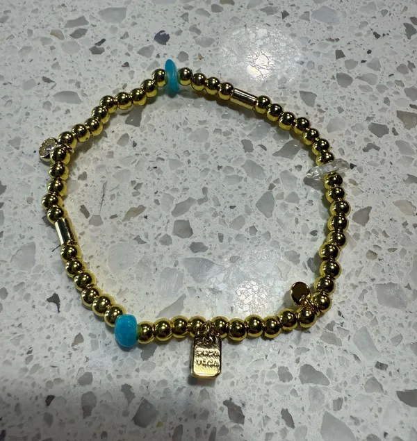 Pura Vida Gold and Turquoise beaded bracelet - Image 2