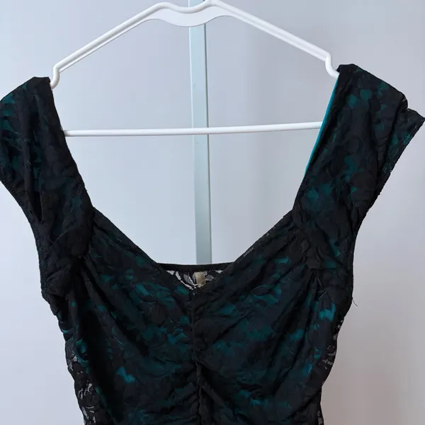 Vanilla Bay Rayon Y2K Bella Swan Whimsigoth Ruched Lace Cami Tank Medium Black - Image 2