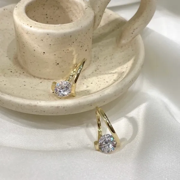 18K Gold Plated CZ Diamond Hoop Earrings for Women - Image 2