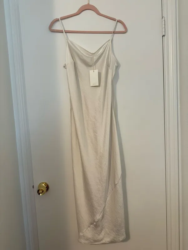 NWT Aritzia | Wilfred | Only Slip Midi Dress in Light Birch Size XL - Image 8