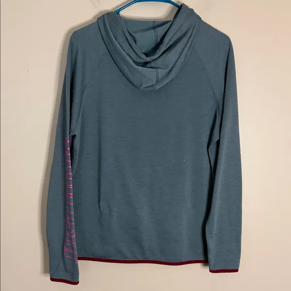 Nike Grey Hoodie with Pink Accents and Maroon Drawstrings - Image 7