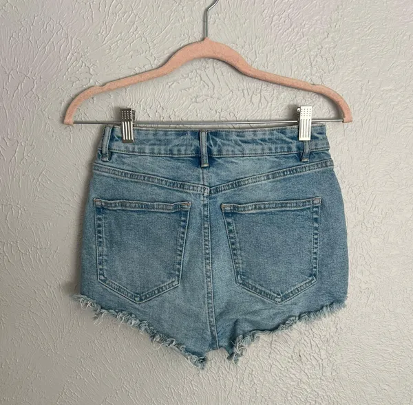 light wash cut off distressed mini jean shorts 4 - Image 8