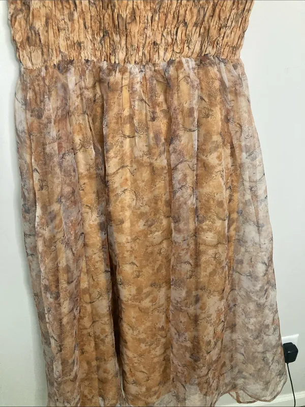 ARULA Brown Floral Maxi Dress with Smocked Bodice - Image 6