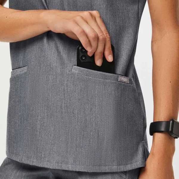 FIGS Casma Three-Pocket Scrub Top in Graphite Gray - Image 6