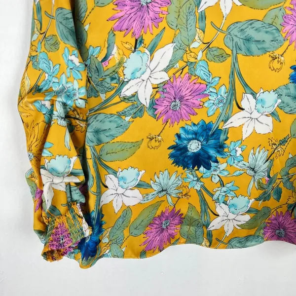 RD & Koko Floral Shirred Long Sleeve V-Neck Top Size Large L EUC L2730 - Image 13