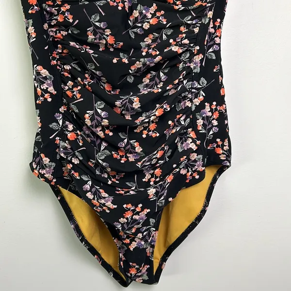 Moontide |Floral One Piece Ruched Twist Front sz 10 - Image 3