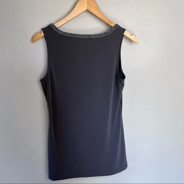 The Limited Sleeveless Top Blouse Silver Sparkle Trim GRAY Medium - Image 7
