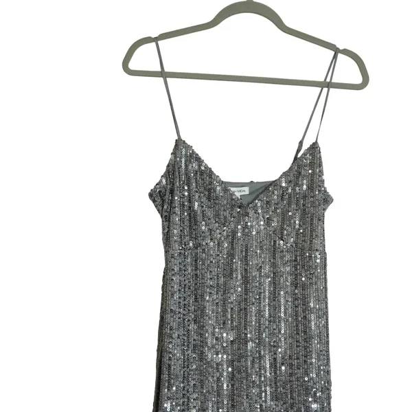 Urban Social NEW Silver Sequin Mini Dress V-Neck Homecoming Cocktail Party - Image 2