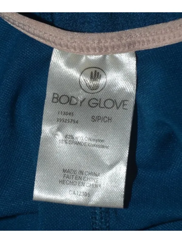 Body Glove One Piece Swimsuit Teal Blue Size S Open Back Long Sleeve Zip Front - Image 7