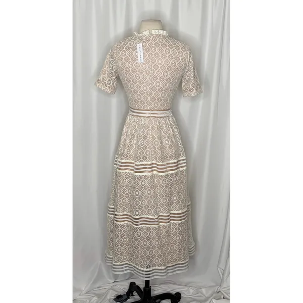 NWT BALTIC BORN Windsor Lace Midi Dress Ivory Nude Feminine Romantic Small - Image 8