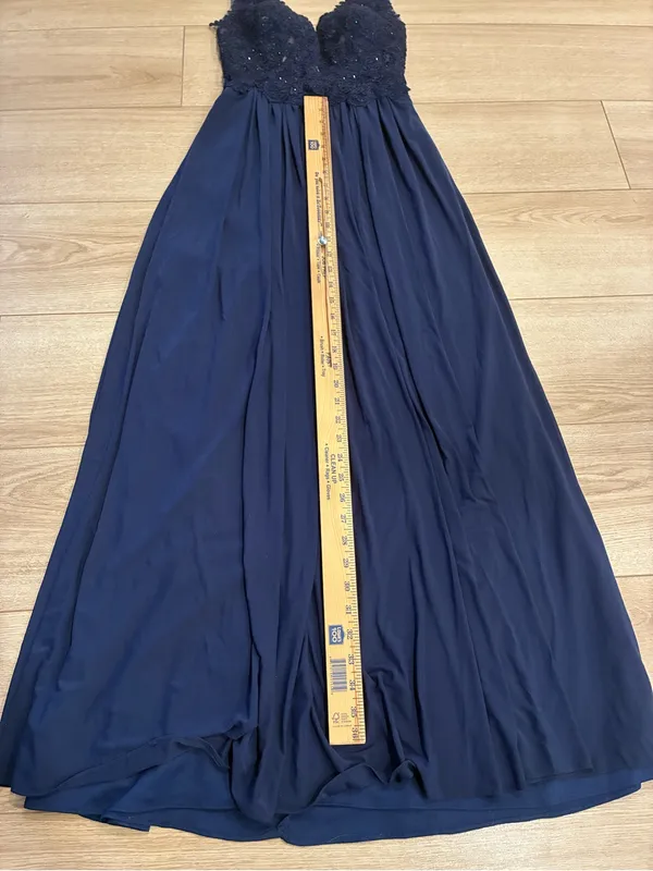 Sherri Hill Women’s 50255 Navy Maxi Prom Dress Lace Chiffon Size 0 - Image 5