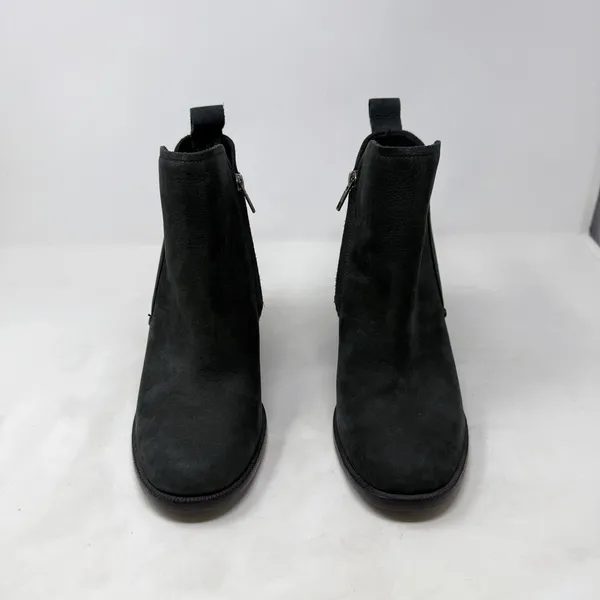 [UGG] Black Pixley Suede Leather Chunky Block Heel Round Toe Ankle Boots Sz 9.5 - Image 6