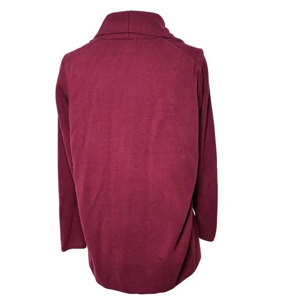 J.Crew Shawl Collar Open Front Cardigan Cotton Knit Burgundy Womens Medium M - Image 3