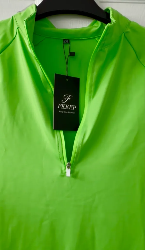 Fkeep~ Women's Neon Lime Quarter-Zip Performance Top Size XXL - Image 2