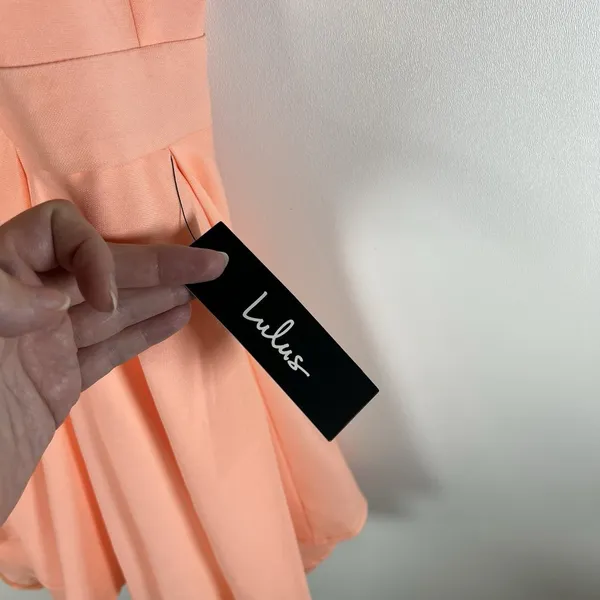 Lulus Dress Rehearsal Coral Skater Fit & Flare Mini Dress‎ Women's Medium Tiered - Image 6
