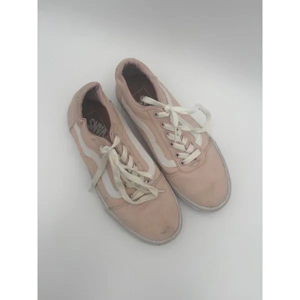 Vans Old Skool Pink and White Womans 7.5 Sneakers Low Top Side Striped Signature - Image 4