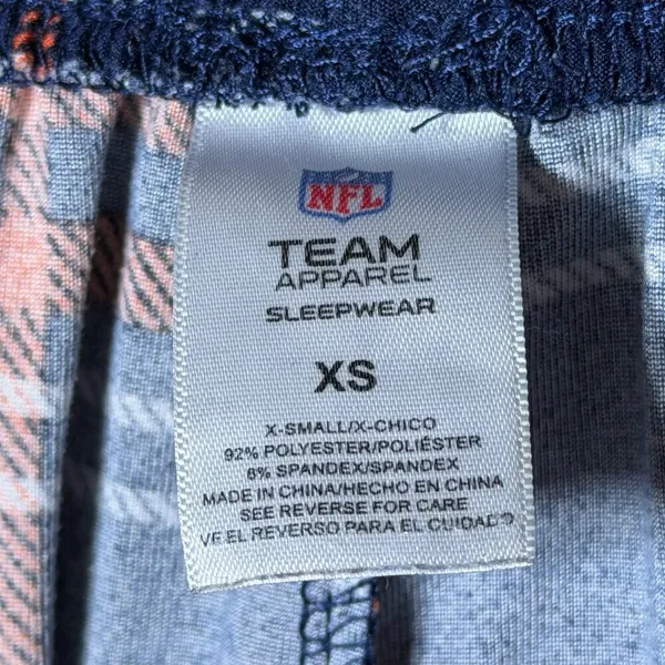 NFL Chicago Bears Plaid Pajama XS Orange‎ Blue Sleepwear Lounge - Image 8